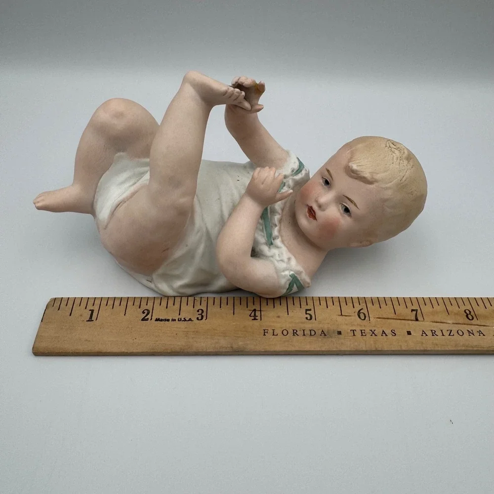 Vintage Gerbruder Heubach Porcelain Bisque Baby Dolls Set German Figurines 1900s